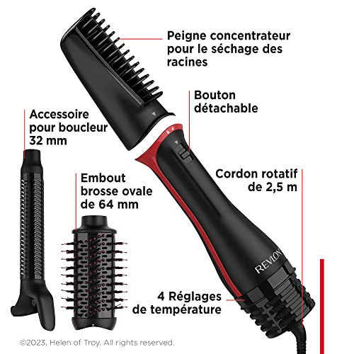 Brosse coiffante multi-usages One-Step de REVLON - 3-EN-1 (Tête détachable, boucleur, sèche-cheveux, brosse coiffante) RVDR5333