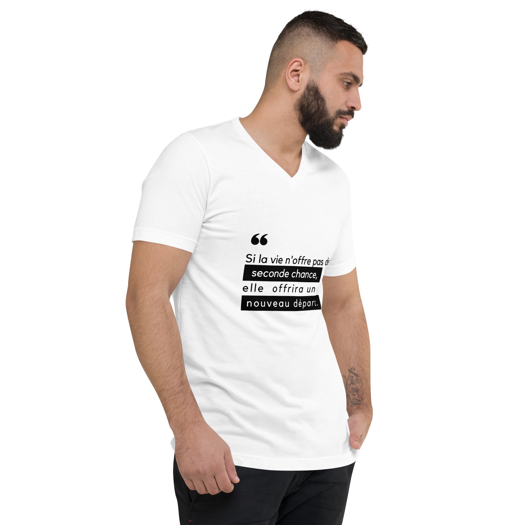 T-shirt Unisexe à Manches Courtes et Col V - Nouveau départ